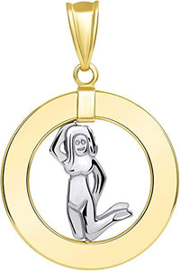 Load image into Gallery viewer, 14k Two-Tone Gold Circle Zodiac Sign Pendant

