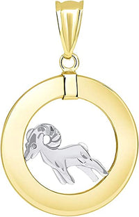 Load image into Gallery viewer, 14k Two-Tone Gold Circle Zodiac Sign Pendant
