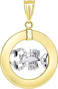Load image into Gallery viewer, 14k Two-Tone Gold Circle Zodiac Sign Pendant
