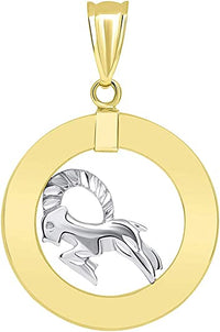 Load image into Gallery viewer, 14k Two-Tone Gold Circle Zodiac Sign Pendant
