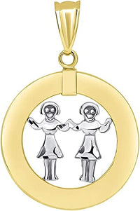 Load image into Gallery viewer, 14k Two-Tone Gold Circle Zodiac Sign Pendant
