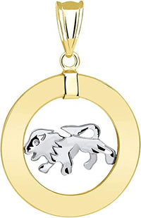 Load image into Gallery viewer, 14k Two-Tone Gold Circle Zodiac Sign Pendant
