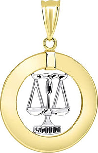 Load image into Gallery viewer, 14k Two-Tone Gold Circle Zodiac Sign Pendant
