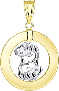 Load image into Gallery viewer, 14k Two-Tone Gold Circle Zodiac Sign Pendant
