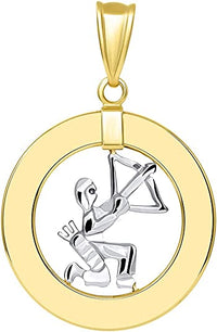 Load image into Gallery viewer, 14k Two-Tone Gold Circle Zodiac Sign Pendant
