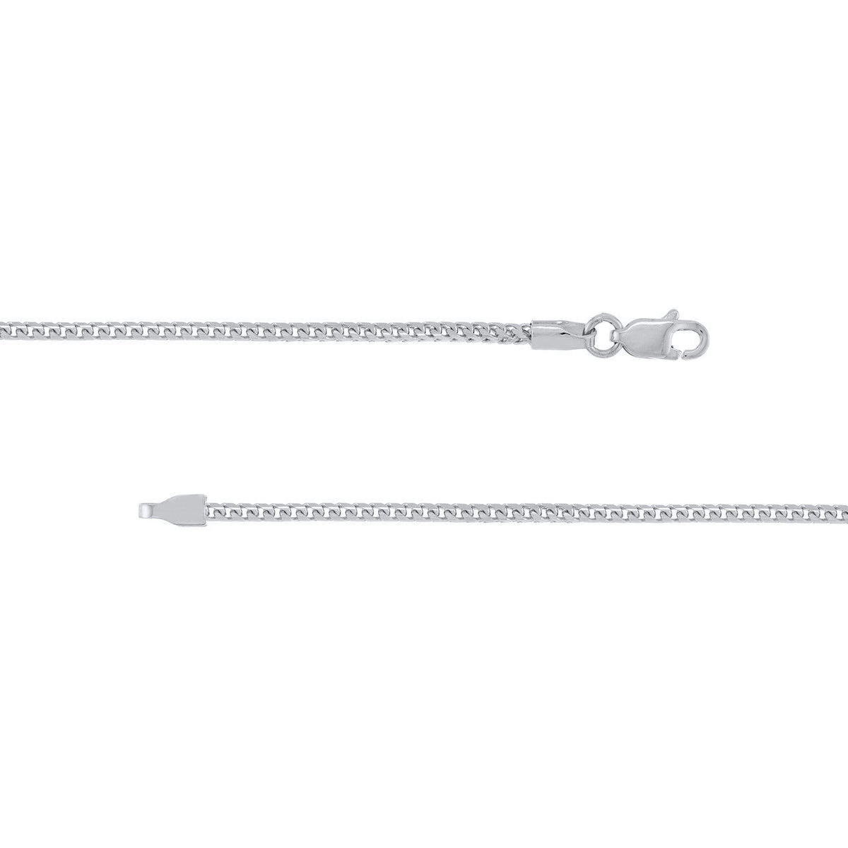 Solid 14k White Gold 1.5mm Franco Chain Necklace with Lobster Lock - Diamond-Cut