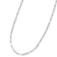 Load image into Gallery viewer, Solid 14k White Gold Polished 3mm Paperclip Chain Link Necklace with Lobster Clasp
