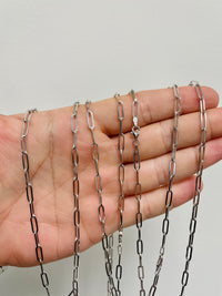 Load image into Gallery viewer, Solid 14k White Gold Polished 3mm Paperclip Chain Link Necklace with Lobster Clasp
