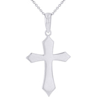 Load image into Gallery viewer, Solid 14k White Gold Silhouette Botonee Orthodox Cross Pendant Necklace
