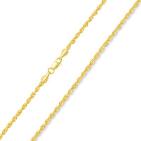 Load image into Gallery viewer, Solid 14k Yellow Gold 2.3mm Classic D/C Rope Chain Necklace with Lobster Claw Clasp
