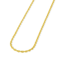 Load image into Gallery viewer, Solid 14k Yellow Gold 2.3mm Classic D/C Rope Chain Necklace with Lobster Claw Clasp
