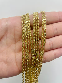 Load image into Gallery viewer, Solid 14k Yellow Gold 2.3mm Classic D/C Rope Chain Necklace with Lobster Claw Clasp
