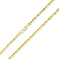Load image into Gallery viewer, Solid 14k Yellow Gold 2.5mm D/C Sparkle Rock Chain Necklace with Lobster Claw Clasp
