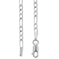 Load image into Gallery viewer, Solid 14k White Gold 2.5mm Figaro Link Chain Necklace with Lobster Clasp
