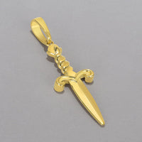 Load image into Gallery viewer, Solid 14k Yellow Gold 3D Dagger Knife Pendant, 1.25&quot;
