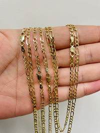Load image into Gallery viewer, Solid 14k Yellow Gold 3mm Figaro Link Chain Necklace with Lobster Clasp
