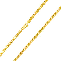 Load image into Gallery viewer, Solid 14k Yellow Gold 3mm D/C Franco Chain Necklace with Lobster Claw Clasp - Diamond-Cut
