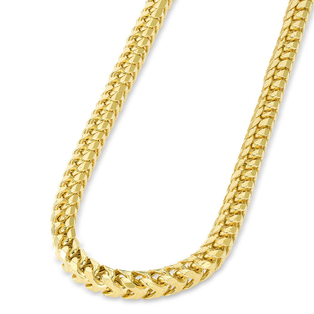 Solid 14k Yellow Gold 4.9mm D/C Franco Chain Necklace with Lobster Claw Clasp