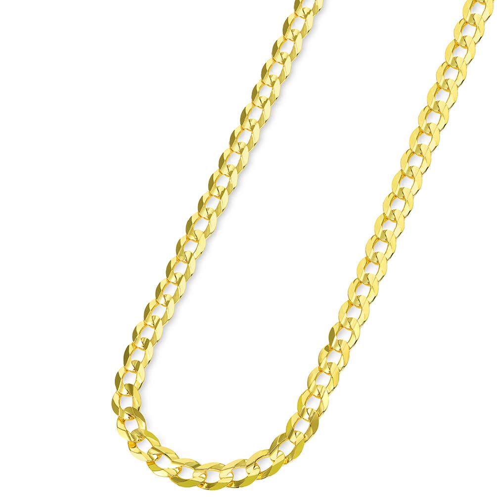 Solid 14k Yellow Gold 5.8mm Open Cuban Curb Chain Necklace with Lobster Clasp