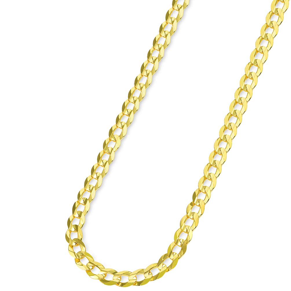 Solid 14k Yellow Gold 6mm Open Cuban Curb Chain Necklace with Lobster Clasp