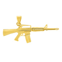 Load image into Gallery viewer, Solid 14k Yellow Gold Assault Rifle Gun Pendant
