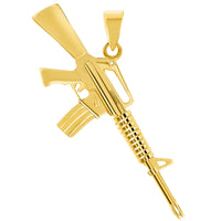 Load image into Gallery viewer, Solid 14k Yellow Gold Assault Rifle Gun Pendant
