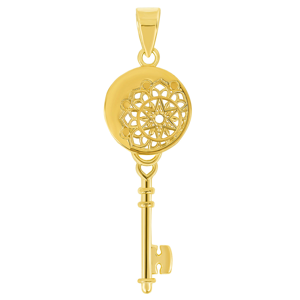 14k Yellow Gold Chakra Mandala Key Pendant