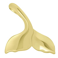 Load image into Gallery viewer, Solid 14k Yellow Gold Classic Curved Whale&#39;s Tail Pendant Necklace

