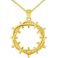 Load image into Gallery viewer, 14k Solid Yellow Gold Crown of Thorns Pendant Necklace
