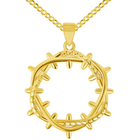 Load image into Gallery viewer, 14k Solid Yellow Gold Crown of Thorns Pendant Necklace
