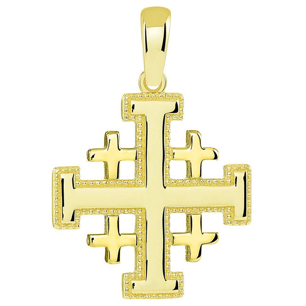 Solid 14k Yellow Gold Jerusalem Cross Ring For Men - Crusaders Band, Handmade In USA - View #7