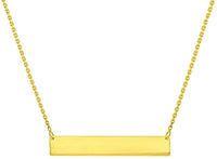 Load image into Gallery viewer, Solid 14k Yellow Gold Engravable Personalized Bar Necklace with Spring Ring Clasp
