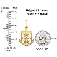 Load image into Gallery viewer, Solid 14k Yellow Gold Greek Key Anchor Pendant - 3 Sizes
