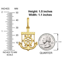 Load image into Gallery viewer, Solid 14k Yellow Gold Greek Key Anchor Pendant - 3 Sizes
