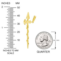 Load image into Gallery viewer, Solid 14k Yellow Gold Long Sword Axe Pendant with Cable, Cuban Curb, or Figaro Chain Necklaces
