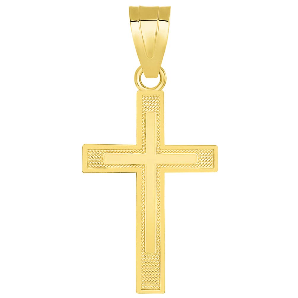 Solid 14k Yellow Gold Religious Latin Cross Pendant