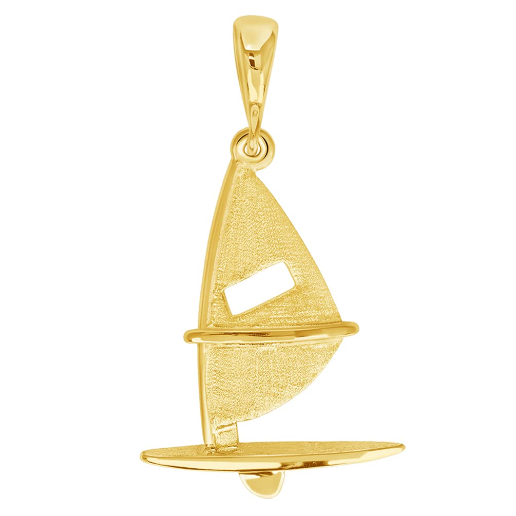 Solid 14k Yellow Gold Sailing Sailboard Windsurfing Pendant