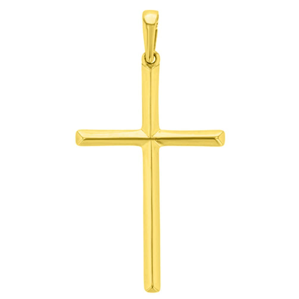 Solid 14k Yellow Gold Simple Christian Cross Pendant