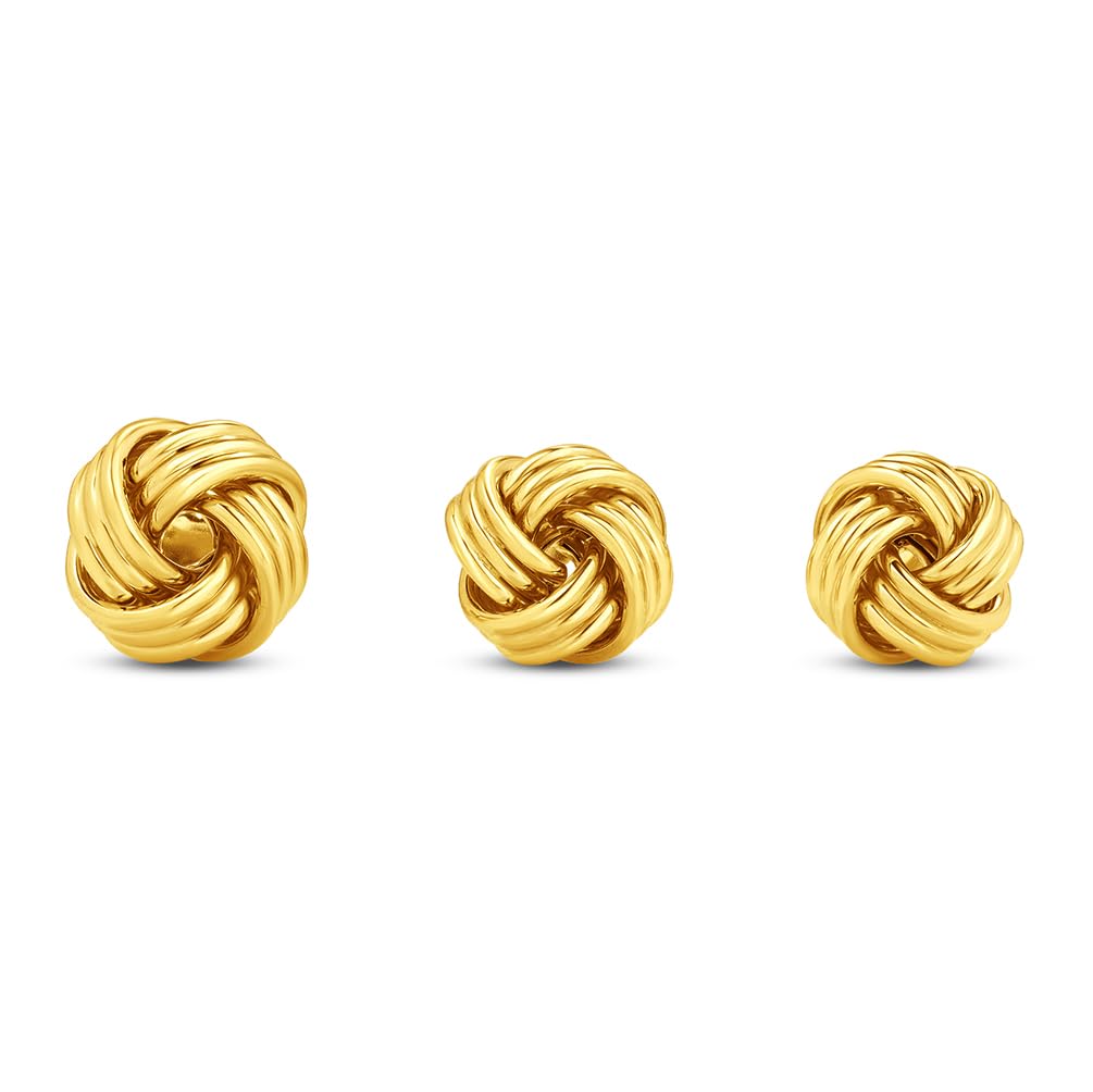 Solid 14k Yellow Gold Twisted Love Knot Stud Earrings - 9mm to 11mm