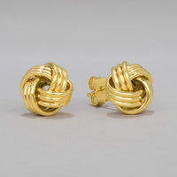 Load image into Gallery viewer, Solid 14k Yellow Gold Twisted Love Knot Stud Earrings - 9mm to 11mm
