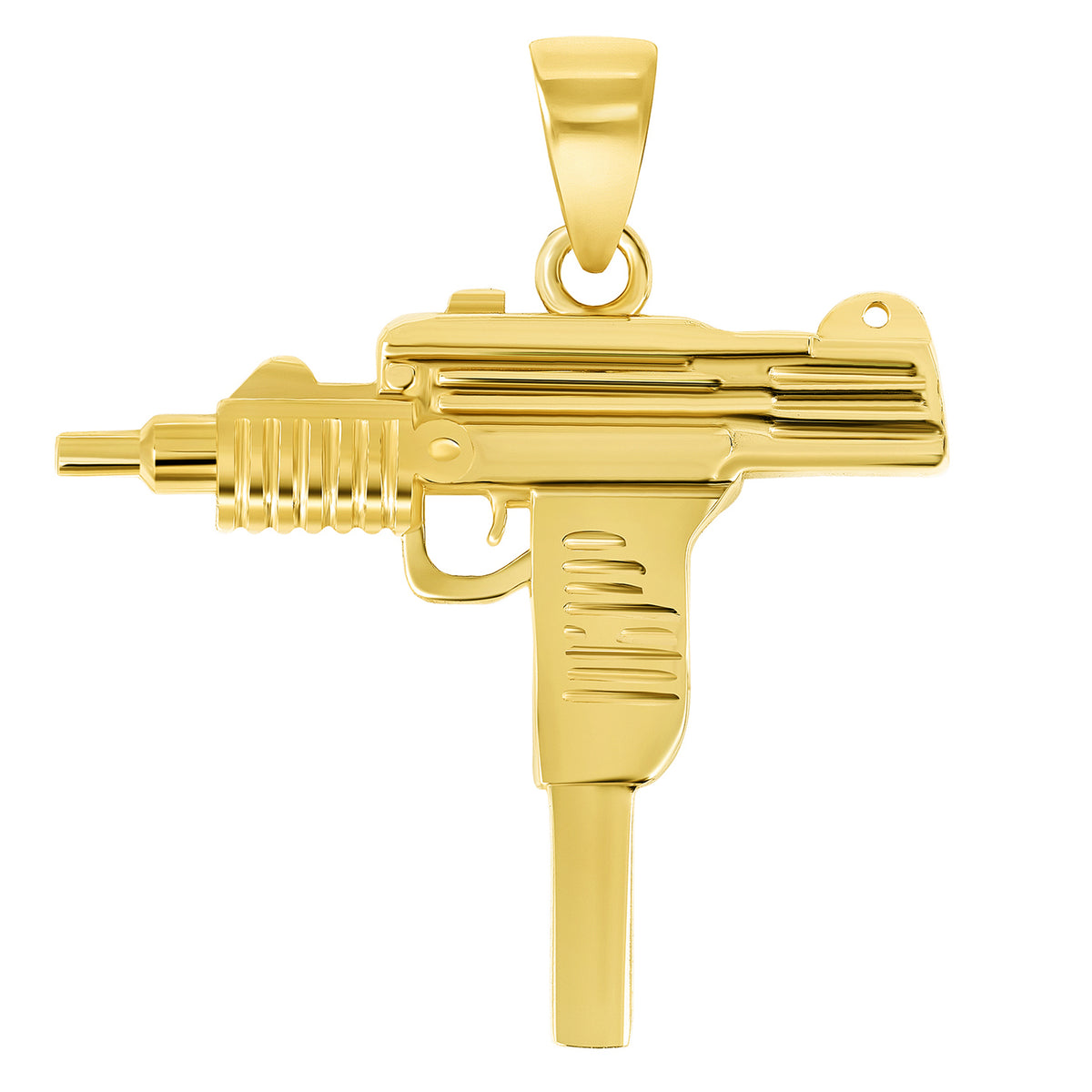 Solid 14k Yellow Gold Uzi Machine Gun Pendant