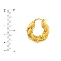 Load image into Gallery viewer, 14k Yellow Gold Wide Twisted Puff Hoop Earrings with Hinged Back
