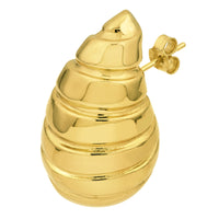 Load image into Gallery viewer, 14k Yellow Gold Extra Large Ribbed Teardrop Dome Drop Earrings with Push Back
