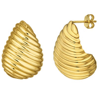 Load image into Gallery viewer, 14k Yellow Gold Teardrop Studs Dome Drop Earrings with Push Back
