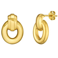 Load image into Gallery viewer, 14k Yellow Gold Door Knocker Studs Open Hoop Earrings with Push Back
