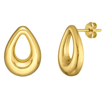 Load image into Gallery viewer, 14k Yellow Gold Open Teardrop Stud Drop Earrings with Push Back
