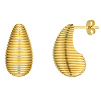 Load image into Gallery viewer, 14k Yellow Gold Textured Teardrop Stud Drop Earrings with Push Back
