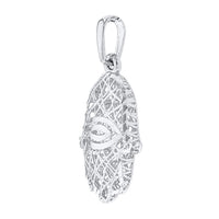 Load image into Gallery viewer, Textured 14K White Gold Hamsa Hand of Fatima with Evil Eye Pendant Necklace
