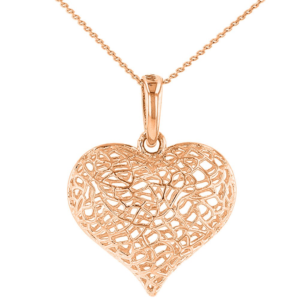 New hot 14k Rose In Heart Charm Pendent