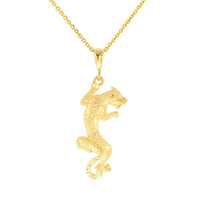Load image into Gallery viewer, Textured 14k Yellow Gold Vertical Panther Pendant Necklace
